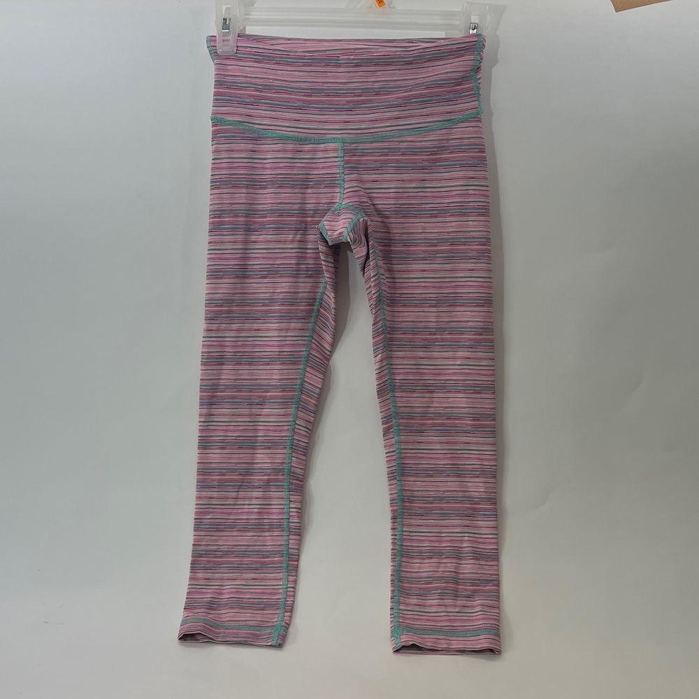 Striped Pink and Blue Kids Leggings